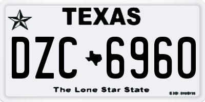 TX license plate DZC6960