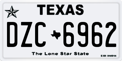 TX license plate DZC6962