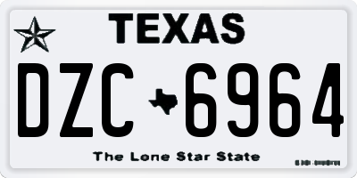 TX license plate DZC6964