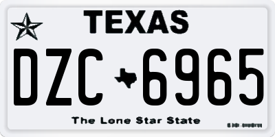 TX license plate DZC6965