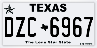 TX license plate DZC6967