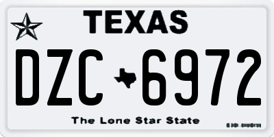 TX license plate DZC6972