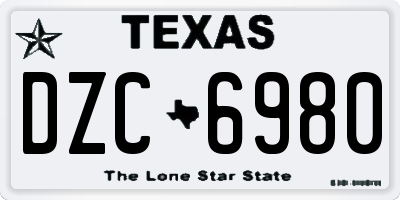 TX license plate DZC6980