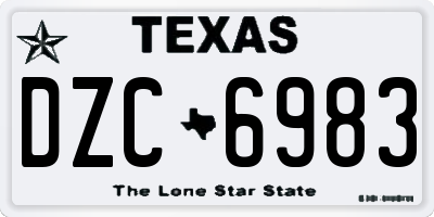 TX license plate DZC6983