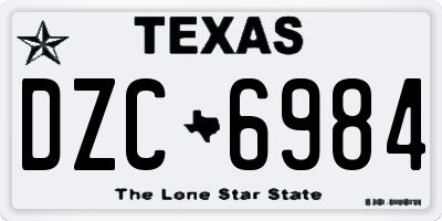 TX license plate DZC6984