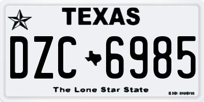 TX license plate DZC6985
