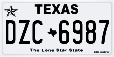 TX license plate DZC6987