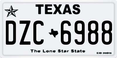 TX license plate DZC6988