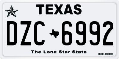 TX license plate DZC6992