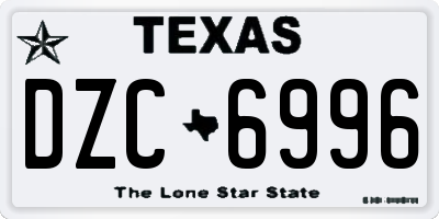 TX license plate DZC6996