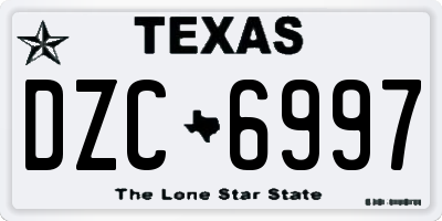TX license plate DZC6997