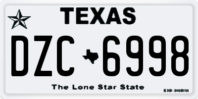 TX license plate DZC6998