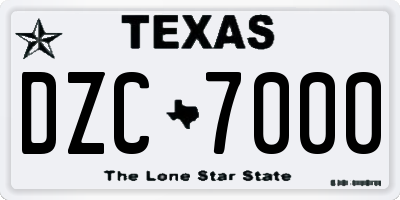 TX license plate DZC7000