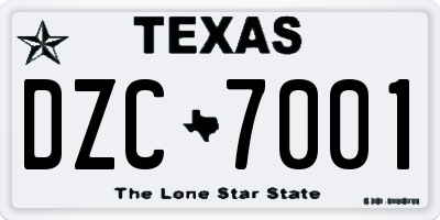 TX license plate DZC7001