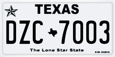 TX license plate DZC7003