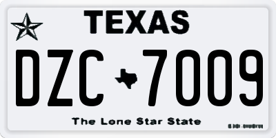 TX license plate DZC7009
