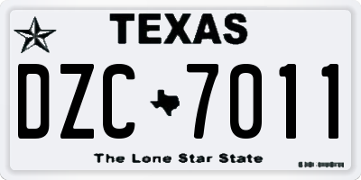 TX license plate DZC7011