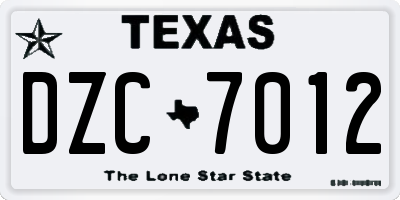 TX license plate DZC7012