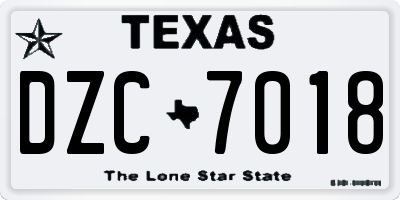 TX license plate DZC7018