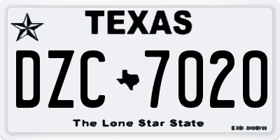 TX license plate DZC7020