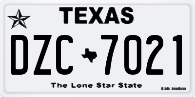 TX license plate DZC7021