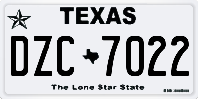 TX license plate DZC7022