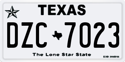 TX license plate DZC7023