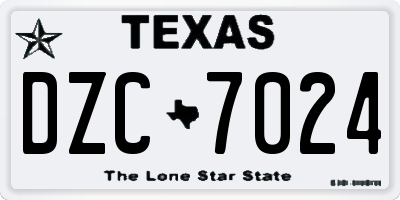 TX license plate DZC7024