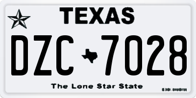TX license plate DZC7028