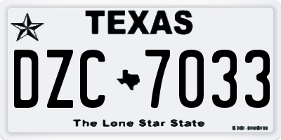 TX license plate DZC7033