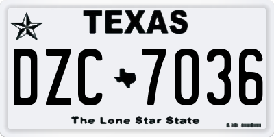 TX license plate DZC7036