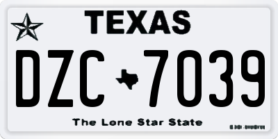 TX license plate DZC7039