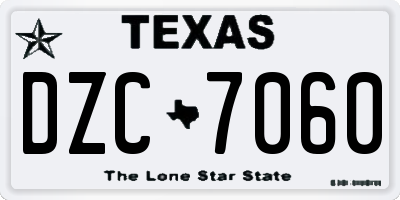 TX license plate DZC7060