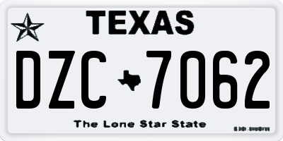 TX license plate DZC7062