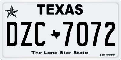 TX license plate DZC7072