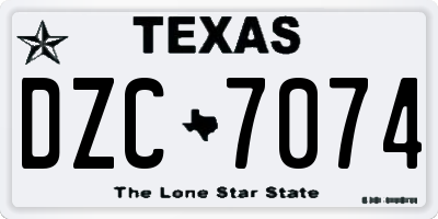 TX license plate DZC7074