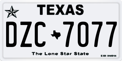 TX license plate DZC7077