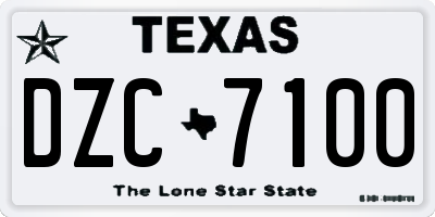 TX license plate DZC7100