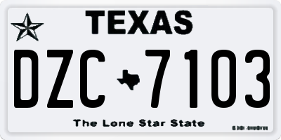 TX license plate DZC7103