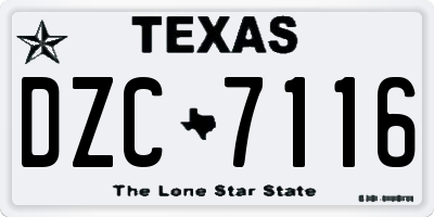 TX license plate DZC7116