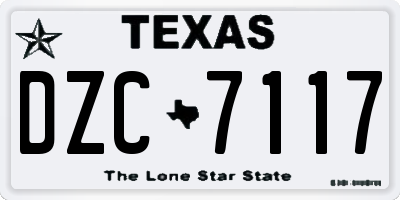TX license plate DZC7117