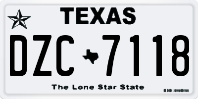 TX license plate DZC7118