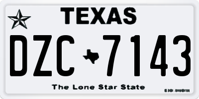 TX license plate DZC7143