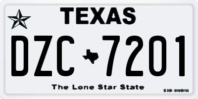 TX license plate DZC7201