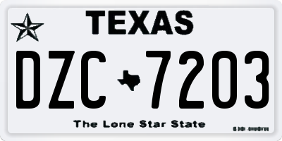 TX license plate DZC7203