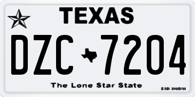TX license plate DZC7204