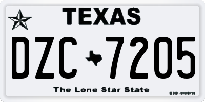 TX license plate DZC7205