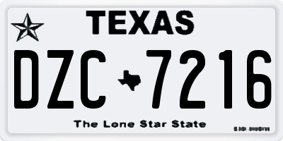 TX license plate DZC7216