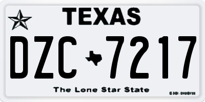 TX license plate DZC7217