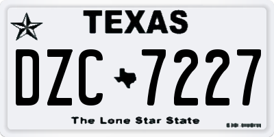 TX license plate DZC7227